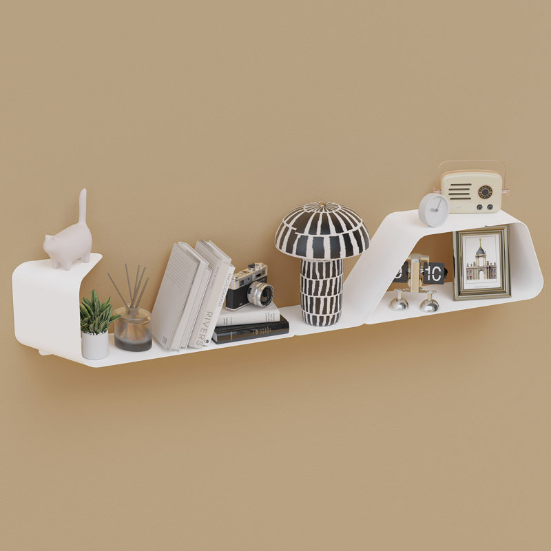 Wrought Studio Eliyah Metal Floating Shelf, Wall Shelf, Wall Mounted Metal Shelves with Unique